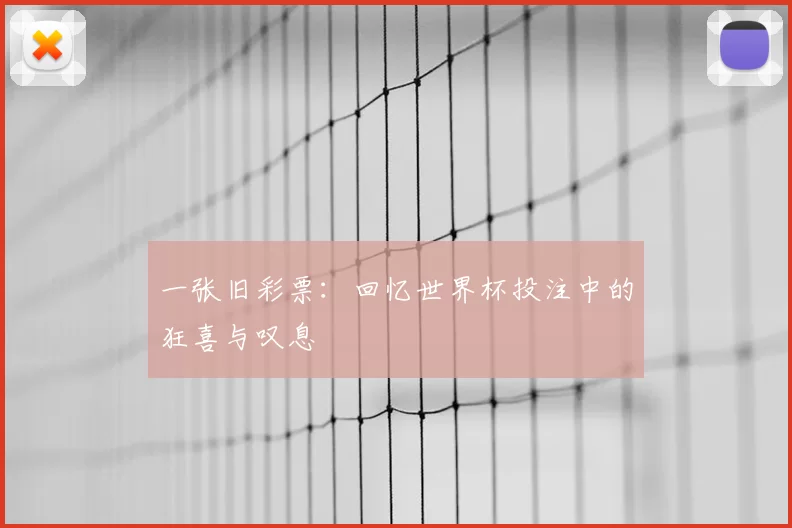 一张旧彩票：回忆世界杯投注中的狂喜与叹息